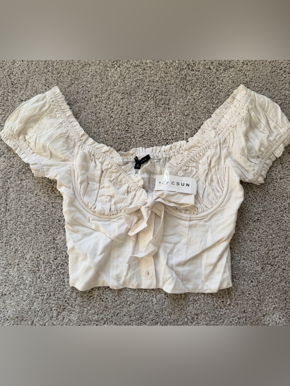 PacSun White Milkmaid Corset Crop Top